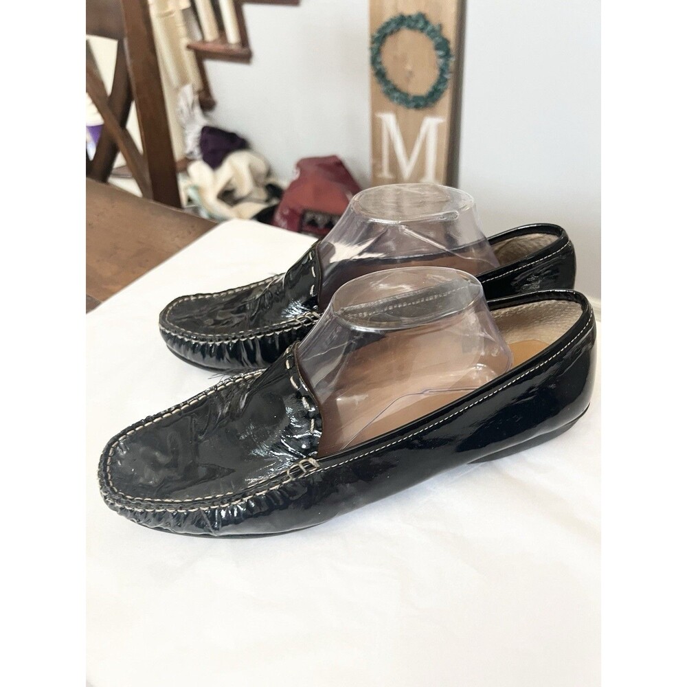 Talbots Driving Black PATENT LEATHER LOAFERS SHOES  11 AS IS $129 Slip On